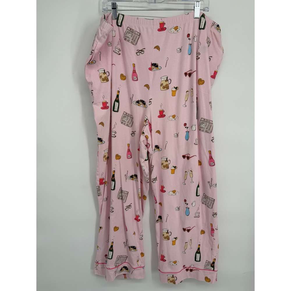 BedHead PJs Pink Brunch Print Pajama Pants Womens 3X Pockets Champagne Whimsical